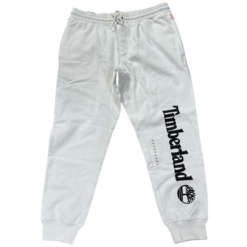 Timberland Men Vintage White Linear Logo Sweatpants - Size: XL